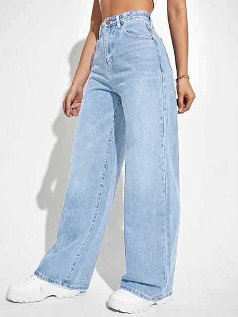 Pantalon en Denim ample à jambes larges pour femmes, vêtement européen et américain, amincissant, taille haute, assorti avec tout, nouvelle collection 2024 3