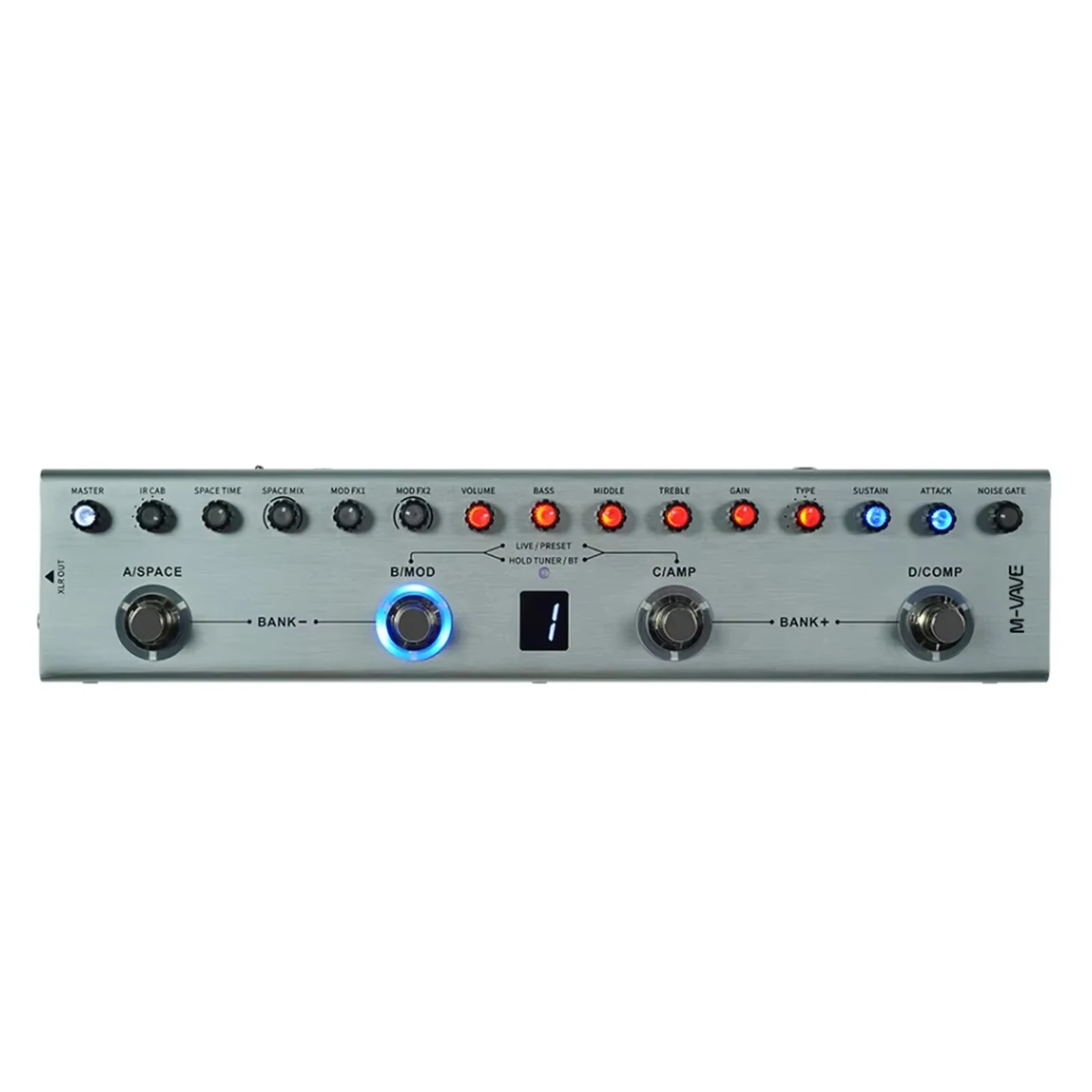 M-VAVE Tank-B Bass Multi-Effects Processor Pedal with 9 Preamp 8 IR Cab 36 Presets Rechargeable for Studio Recording