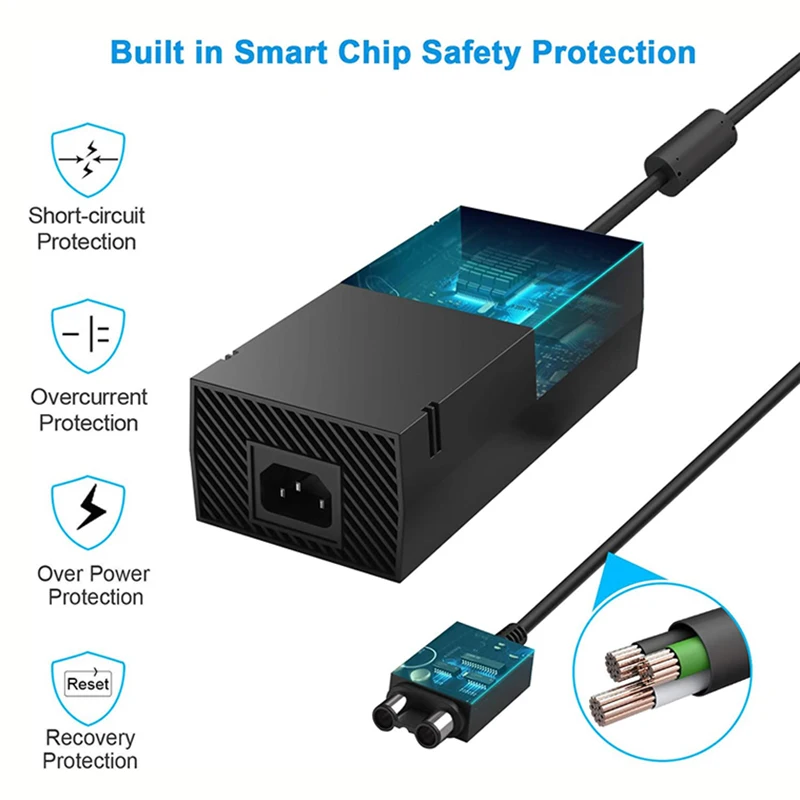 Xbox One Power Supply AC Adapter Replacement Charger 12V 10A With Cable 100-240V Power Adaptor For Xbox one