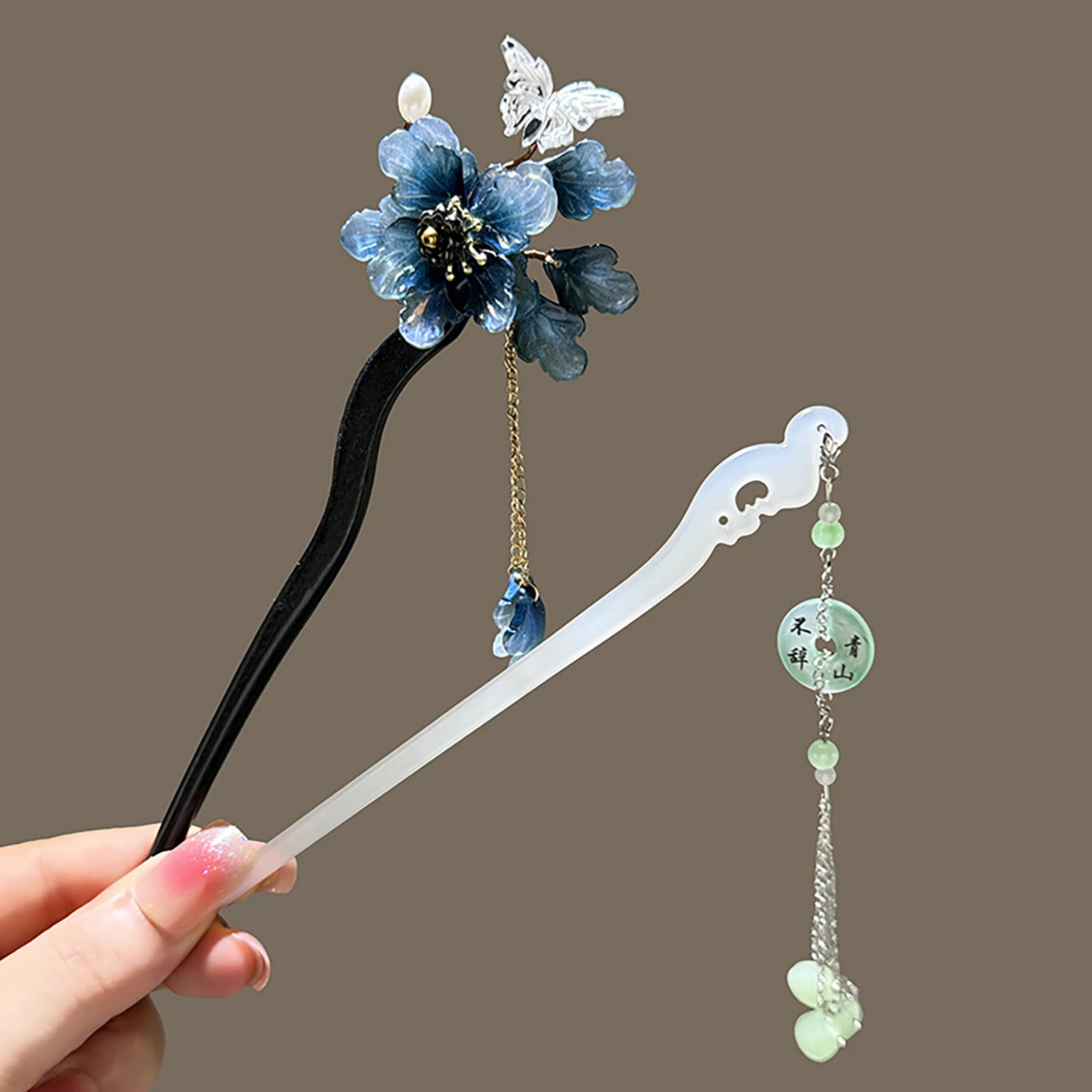 Retro Chinesischen Stil Haar Gabeln Holz/Acetat Haar Sticks Blume Haar Pins Anhänger Kopfschmuck Floral Haar Brötchen Maker schmuck – Detail 4