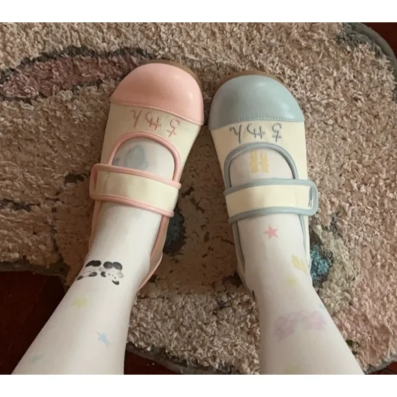 Mary Jane Flat Shoes Women's 2024 Summer New Niche Design Magic Sticker Women's Shoes Casual Versatile Shoes