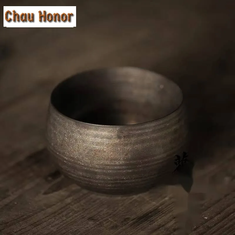 500ml Handmade Thin Tire Jianshui Japanese Iron Rust Glaze Tea Washing Basin Writing-brush Washer Tea Residue Bucket Chaxi Craft