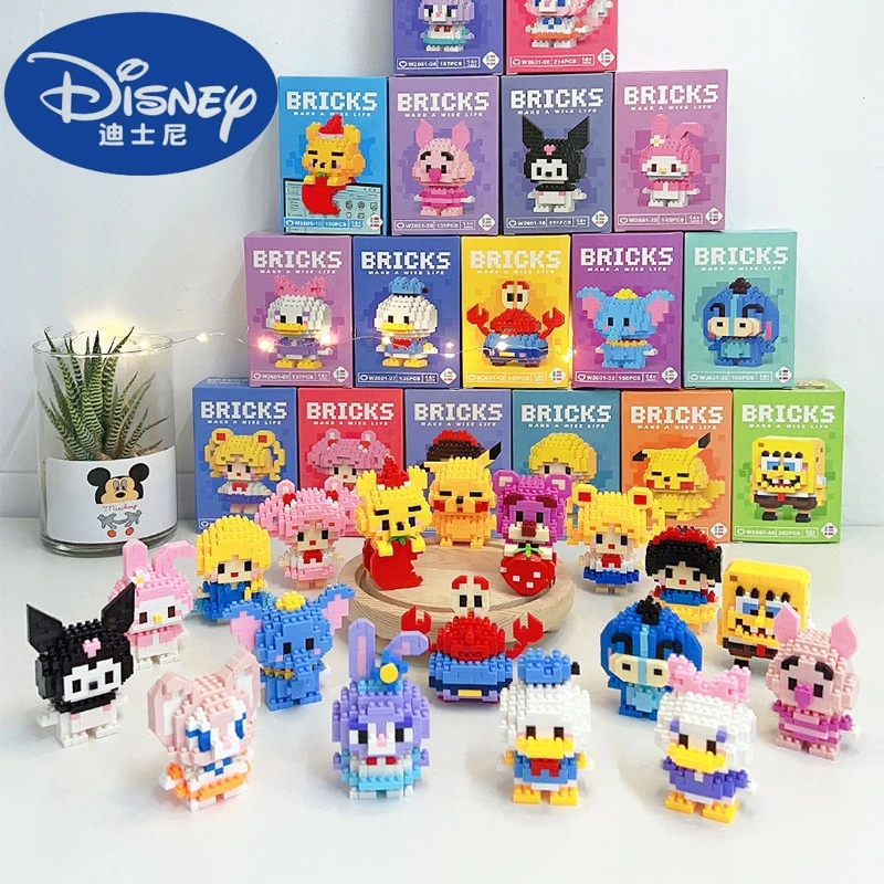 

Disney Anime Princess Building Blocks Stitch Mickey Mouse mini Action toy Figures Blocks Toys Bricks Assemble Toys Kids Gifts