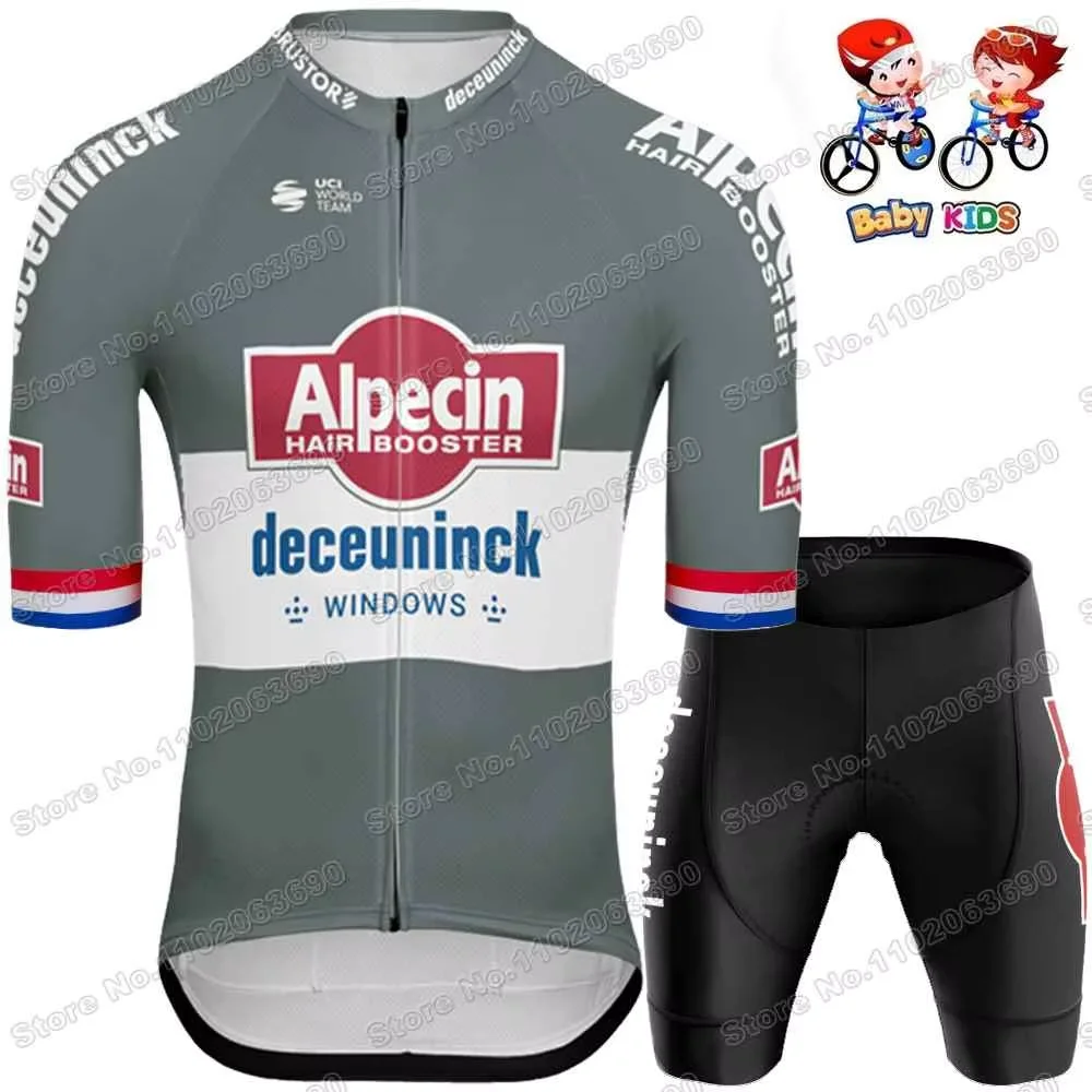 Kids Alpecin Deceuninck Cycling Jersey Set Mathieu van der Poel Boys Girls Cycling Clothing Children Road Bike Shirt Pants