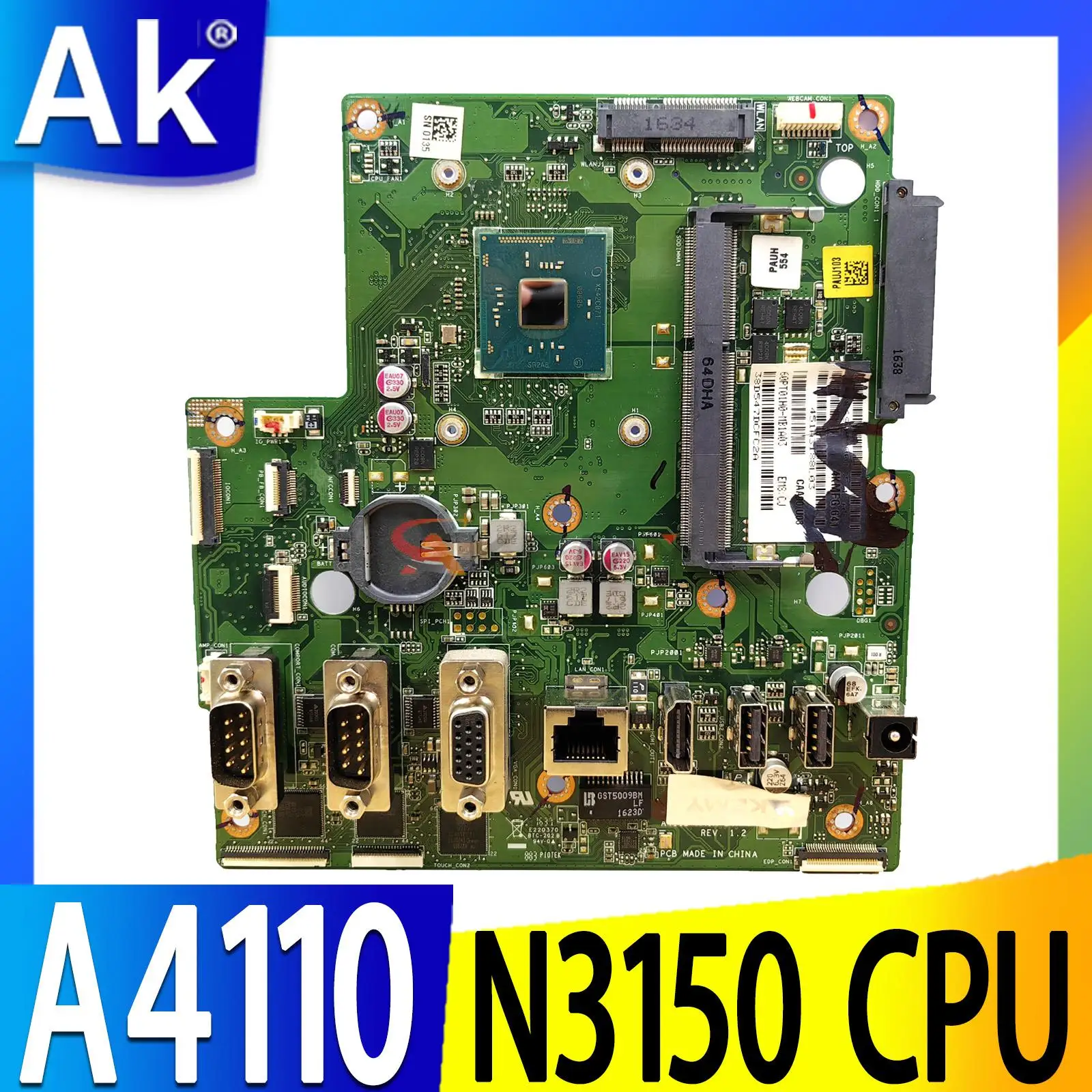 Notebook Mainboard para Asus Motherboard para Asus N3150 Cpu 100 Teste ok