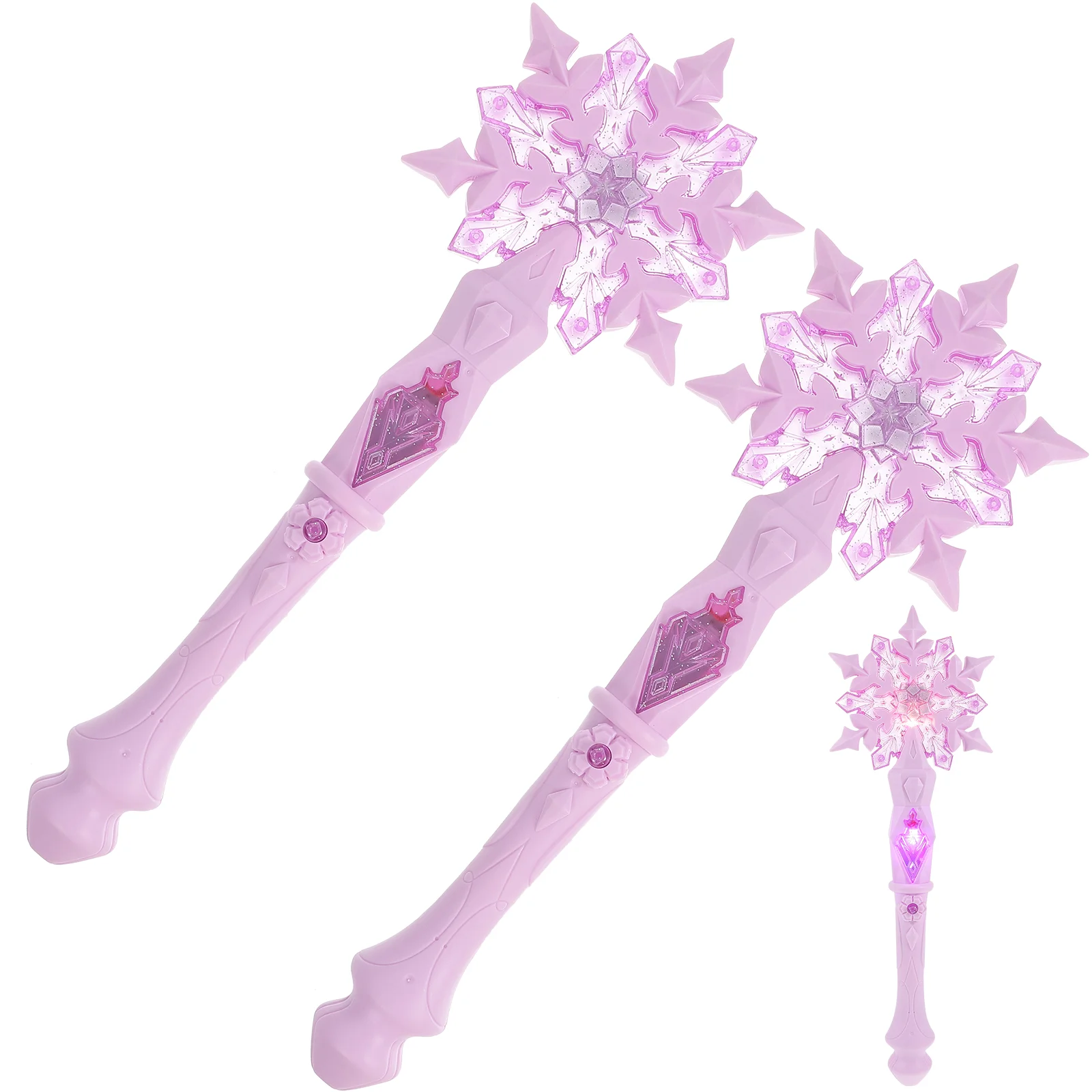 

2pcs Snowflake Wand Fairy Light Up Musial Toys Costume Accessories for Children Girls