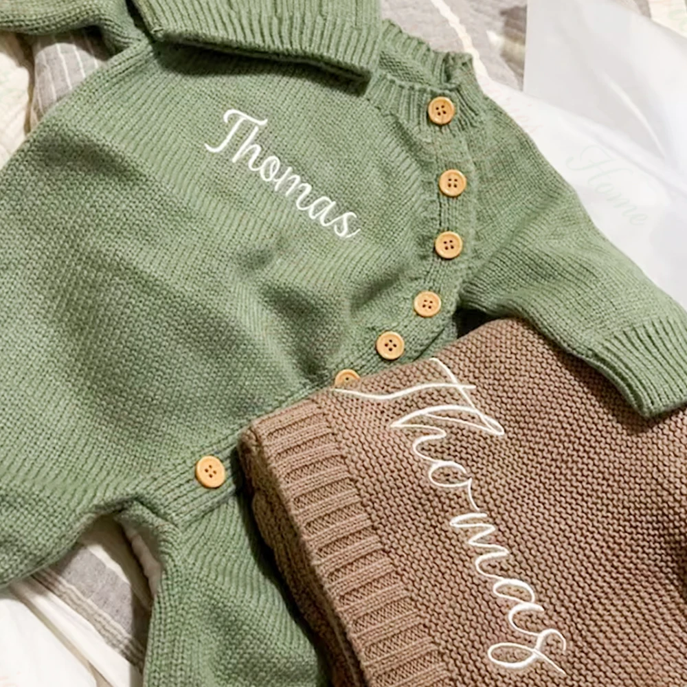 Personalized Name Newborn Infant Baby Boys Girls Bodysuit Embroidery Baby Romper Set Shower Birthday Party Gift Set