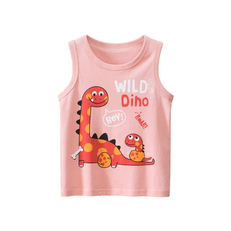 Summe Children Vests for Girls Clothing 100% Cotton Dinosaur Cartoon Kids Boys Sport Causal Tank Tops Baby Cute Clothes kids tops,sport tank tops