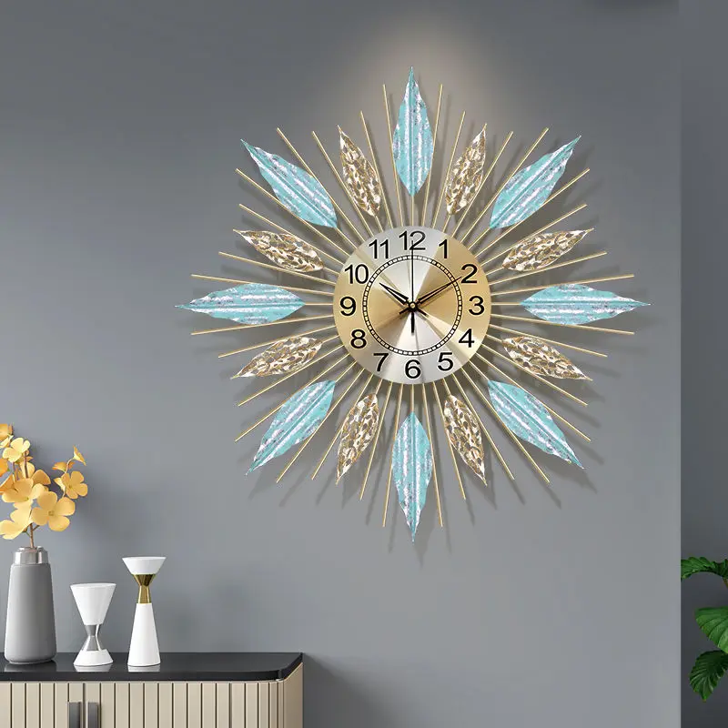 

Настенные часы, роскошные креативные настенные часы из кованого железа в скандинавском стиле для гостиной