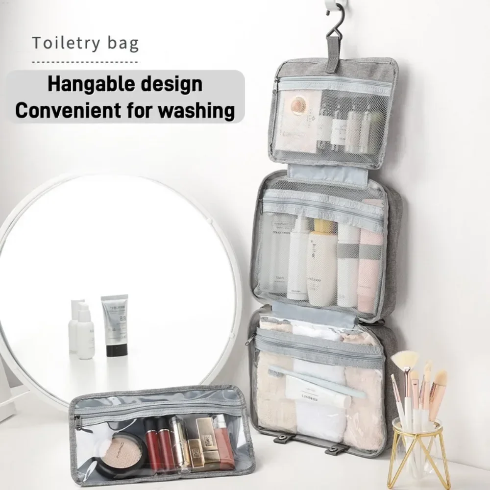 Travel Toiletry Bag with Hook, Portable Makeup Cosmetic Organizer Bag for Full-Sized Shampoo, Toiletries, Makeup Accessories 6