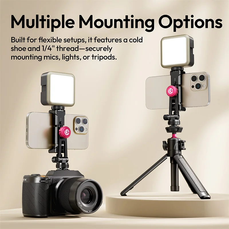 Ulanzi MA51 QuickClip Phone Clamp / MA61 QuickClip Phone Clamp with Cold Shoe Mount for Camera Phone Light Vlog Shots Livestream