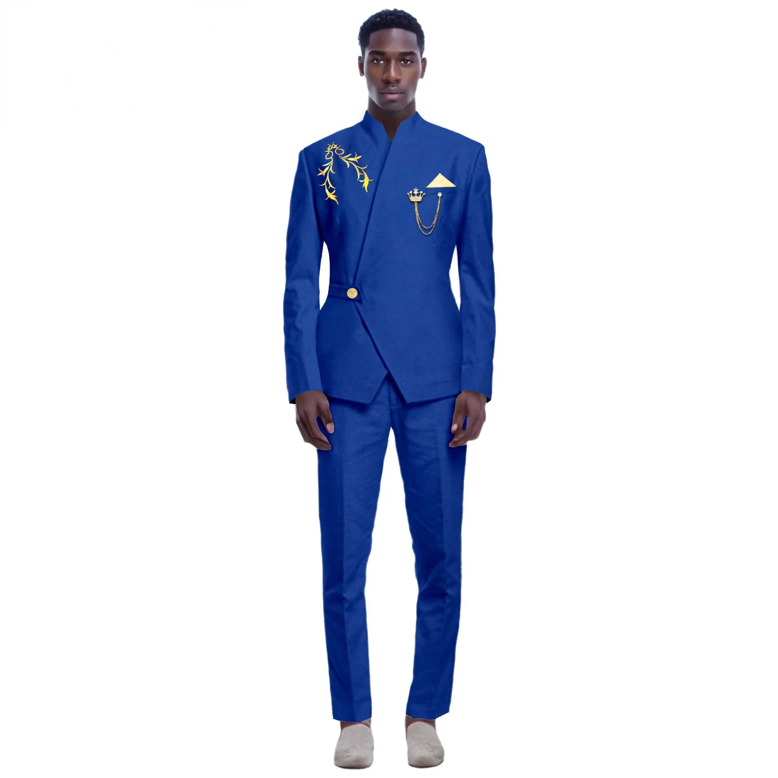thumbnail image 1 of Nuevos trajes amarillos para hombre, último diseño, solapa, un botón, informal, ajustado, traje para hombre, negocios, boda, novio, elegante, 2 piezas, chaqueta, pantalones, 1 of 5