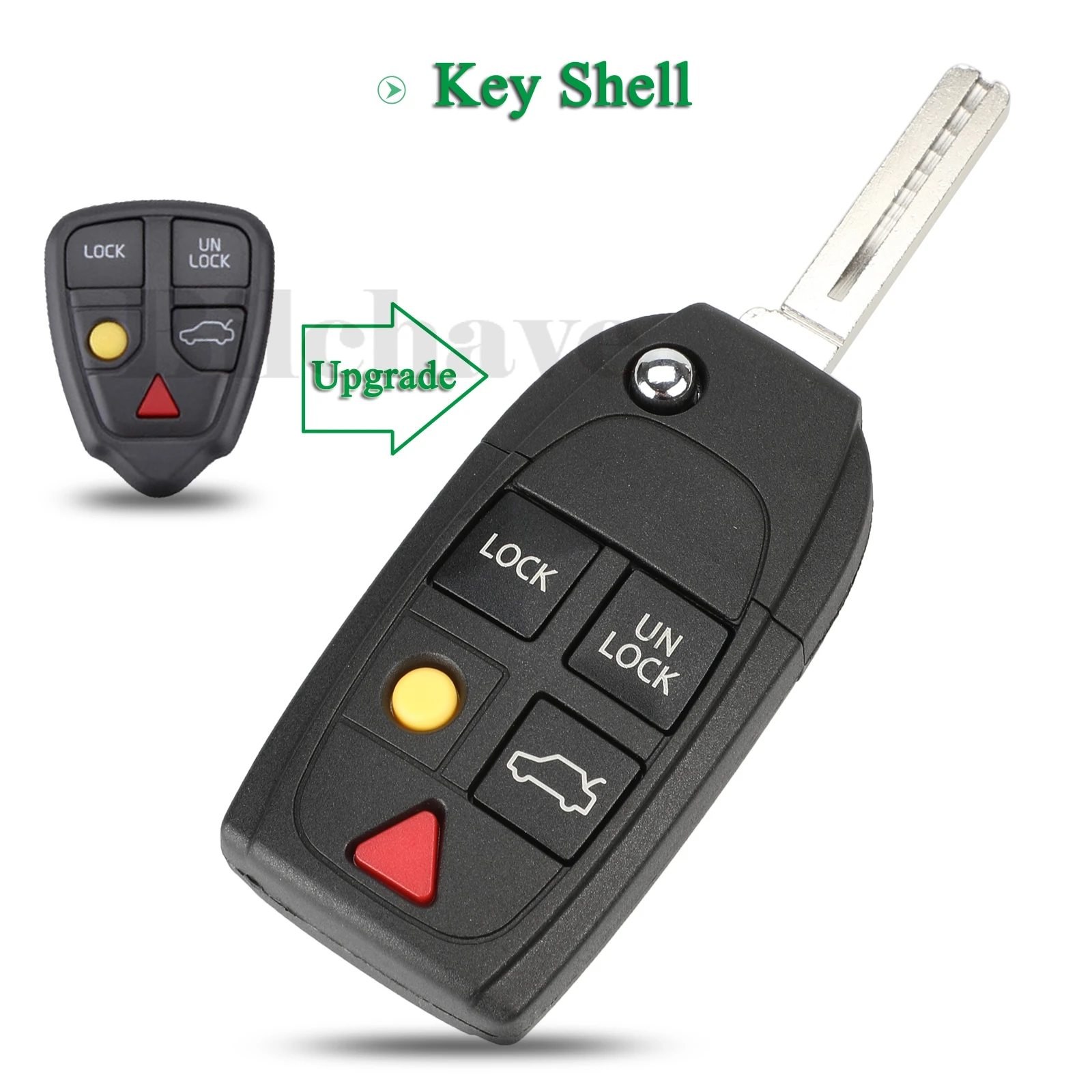 

jingyuqin 10pcs Modified For Volvo XC70 XC90 V50 V70 S40 V40 V90 C70 S60 S80 S70 Fob 5 Buttons Flip Remote Car Key Shell Case