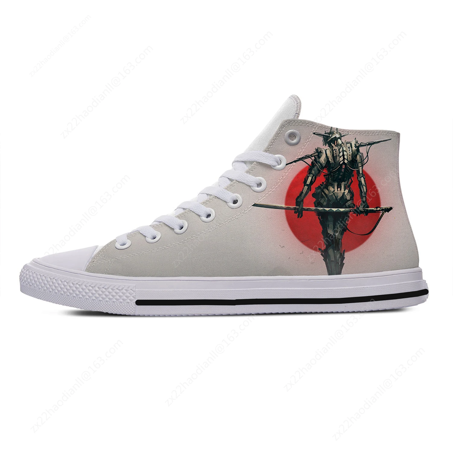 Japan Samurai High Top Sneakers Mens Womens Teenager Cool Fashion Casual Shoes Canvas Running Shoes 3D Print  Lightweight shoe