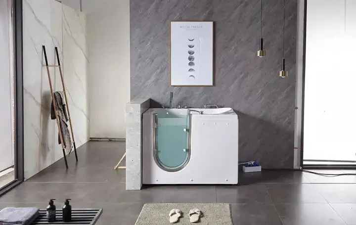 Hot selling acrylic walk-in bathtub with lights old people disabled person massage air bubble walk in bathtubs 4