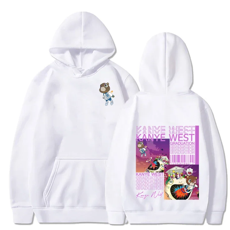 Autumn and Winter Casual Fashion Men Women Sweatshirt Kanye West Graduation Bear Reversible Printed Hooded Sweatshirt 4