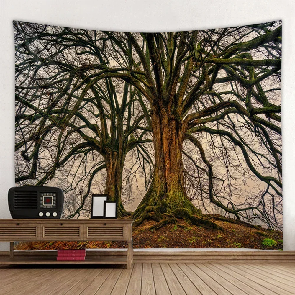 Beautiful ancient tree tapestry, jungle landscape, wall hanging cloth, home wall art decoration, living room background cloth