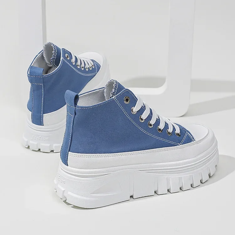 Zapatos de lona a la moda para mujer, zapatos deportivos de suela gruesa y alta para estudiantes, plantilla EVA de verano, superventas transfronteriza
