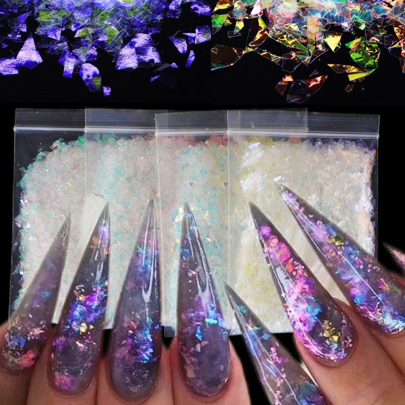 Blue Chunky Glitter Nail Art Iridescent Irregular Flakes Pigment  Holographic Acrylic Gel Nails Decoration - Price history & Review, AliExpress Seller - PVADCOL Store