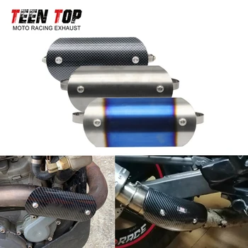 Carbon Fiber Surface Universal Motorcycle Exhaust Muffler Pipe Leg Protector Heat Shield Cover Guard Stainless Steel Anti Heat
