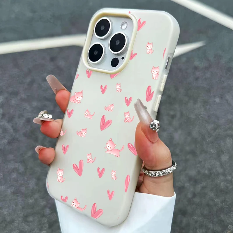Adorable Cat Hearts Jelly 2-in-1 Phone Case Cover