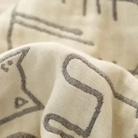 WASART Pure cotton twel muslin quilt blanket cartoon cat print luxury double bed summer bedspread thin duvet king size bedding 3