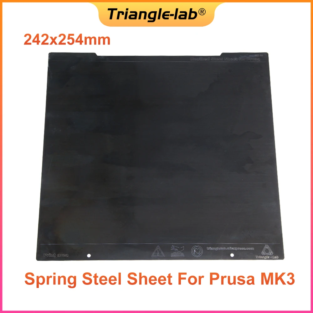 C Trianglelab 254mm Spring Steel Sheet For Prusa MK3 TGF62 Smooth Glass fiber reinforced 3D Printing Surface 3M 468MP Adhesive 3d printing platform glass bed fixing clips hot bed clamp stainless steel for 3d printer platform glass bed clip