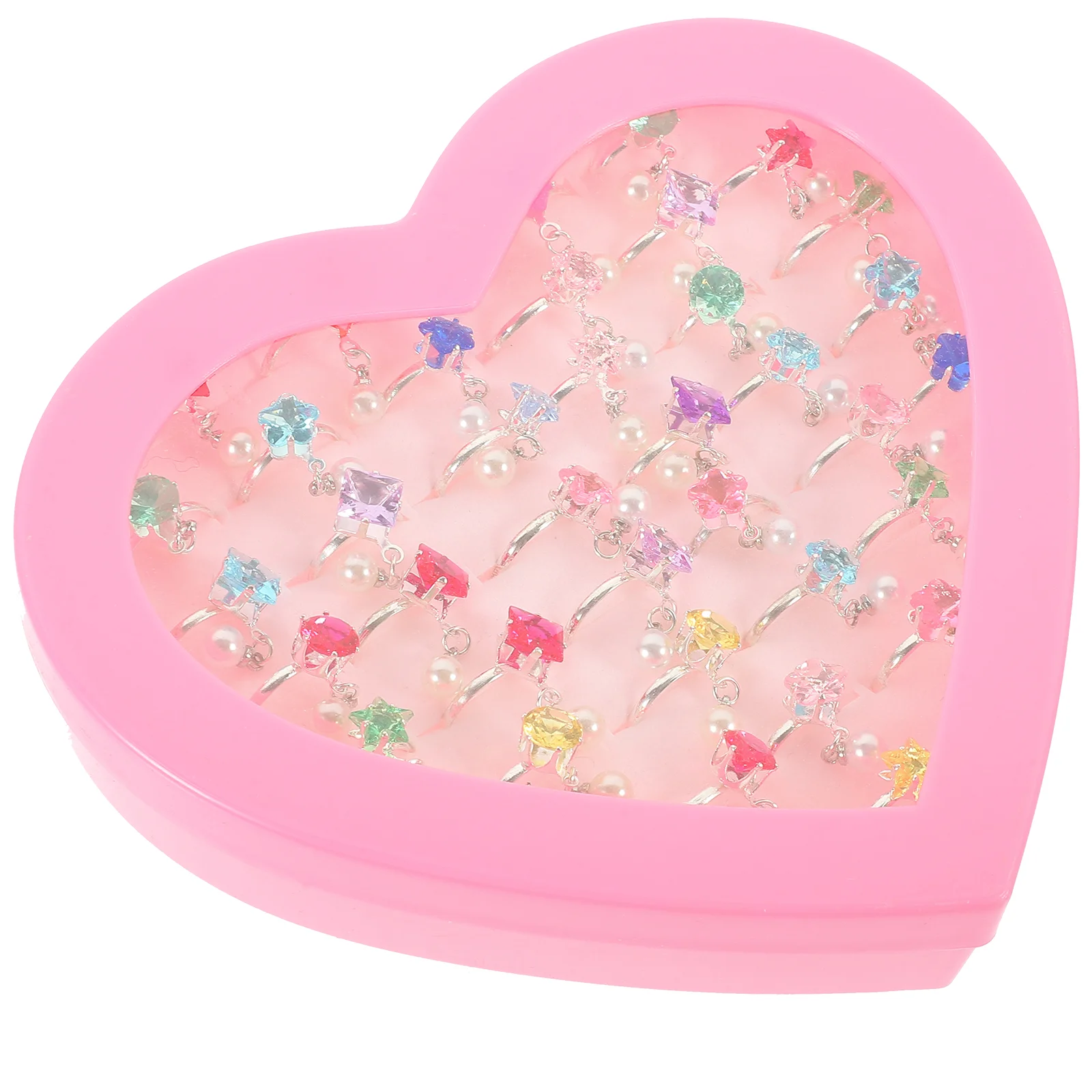 

1 Box of Toddler Rings Little Girl Rings Rhinestones Pearl Rings Kids Jewelry Birthday Gifts