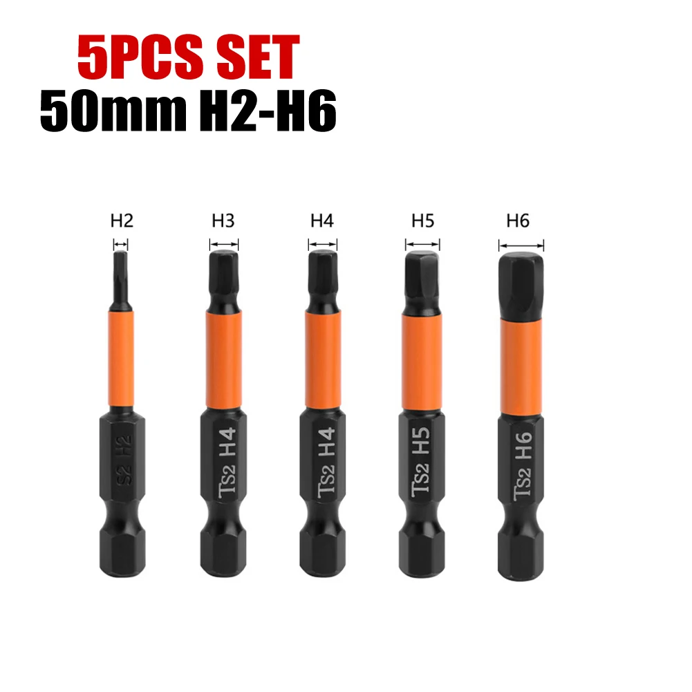 

5Pcs Hexagon Screwdriver Bit Quick Change H-2-H6 50mm For Electric Impact Driver Power Drill Tools Accessories Home Improvement