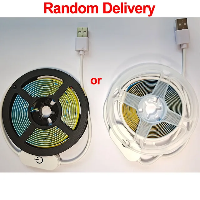 LED COB Light Strip Touch Dimmer Flexible Diode Tape 5V USB Linear Indoor Lighting Lamp Room DIY TV Mirror Backlight Wall Decor 6