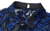 Green Floral Embroidery Transparent Shirt Men Transparent See Through Sexy Dress Shirts Mens Social Party Lace Sheer Blouse 2XL 3