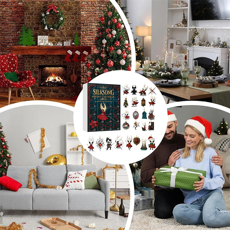 Hollow Knight Advent Calendar Anime Action Figures Decorative Acrylic Pendant New Year 24 Days Countdown Surprise Box Gifts