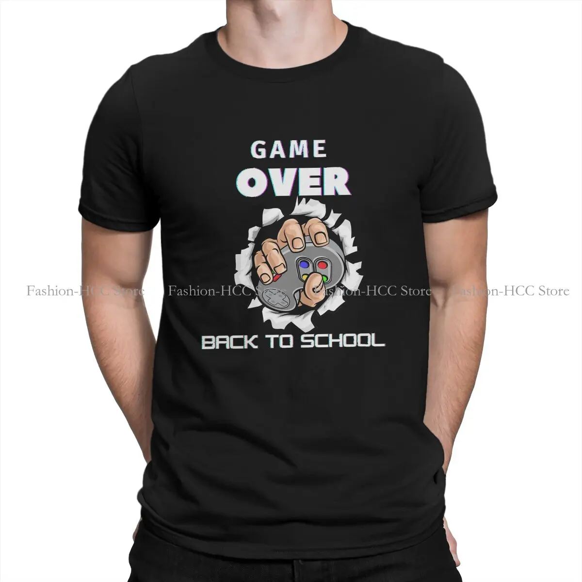 

Game Over Back To School Gift Fashion TShirts Polyester Game Over Back To School Men HarajukuStreetwear T Shirt O Neck