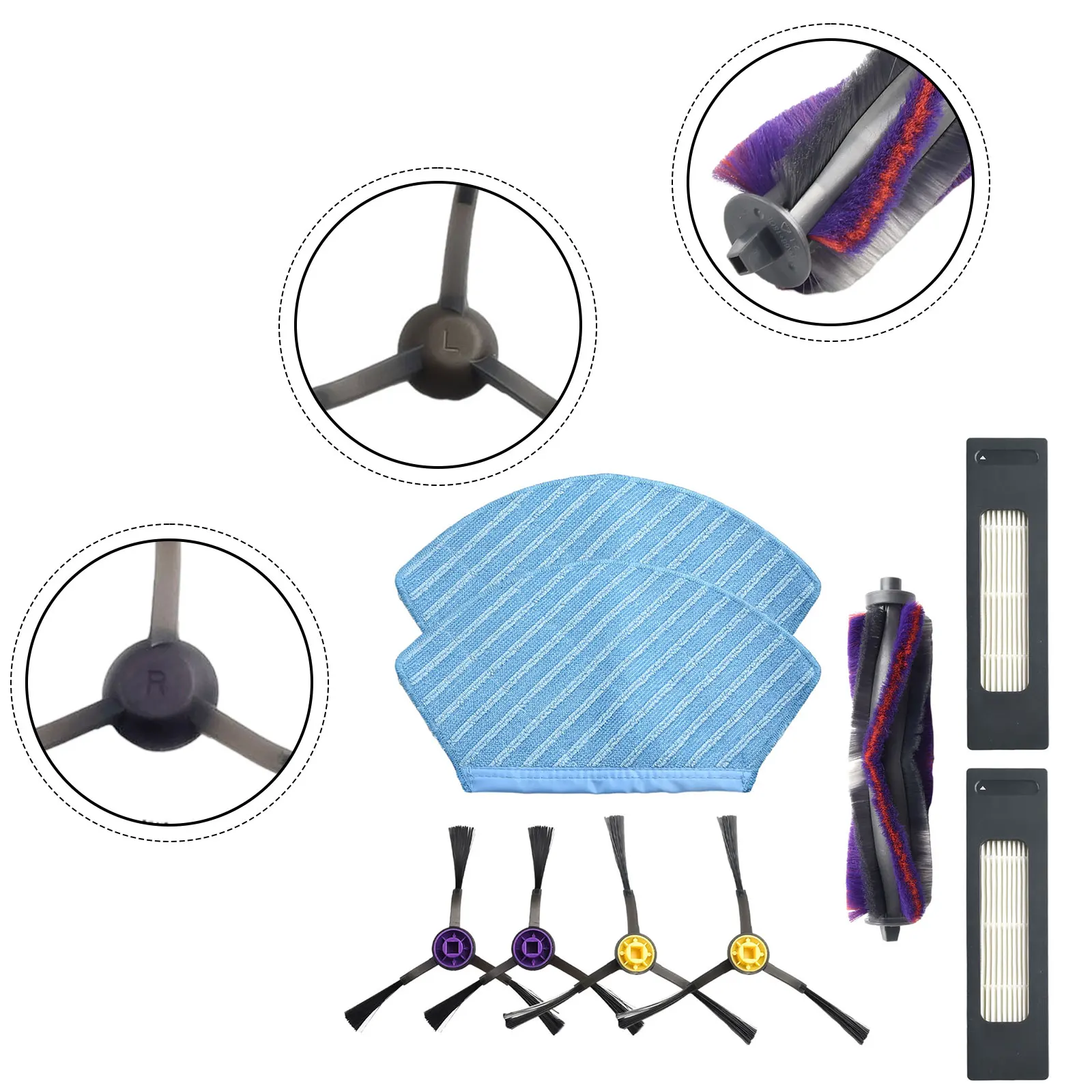 

1 комплект, рулонная щетка, основная щетка, фильтры, боковая щетка, Швабра, тканевый комплект для Fakir Роберта, R-S 770