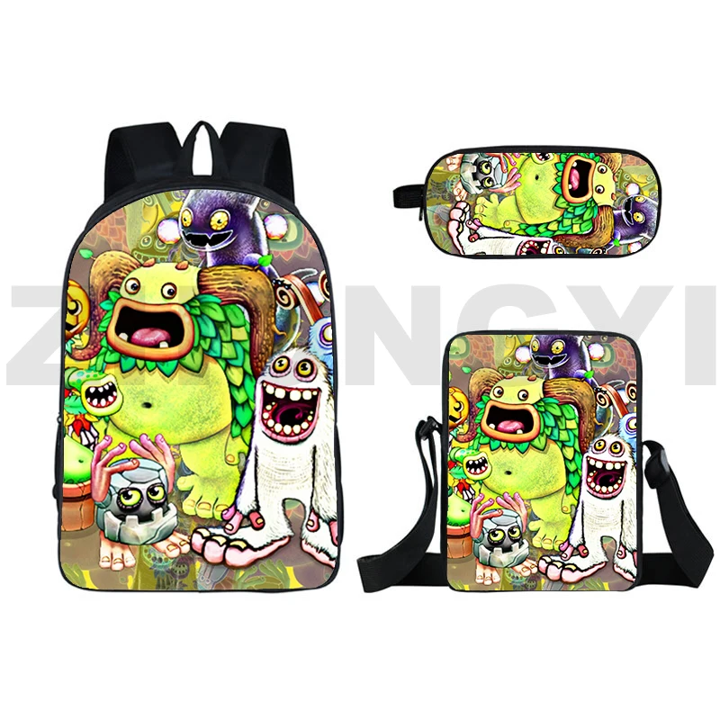 

Милые Мультяшные объемные рюкзаки My Sing Monsters, модные сумки через плечо для женщин, Детская сумка для книг, большие студенты, водонепроницаемые школьные сумки