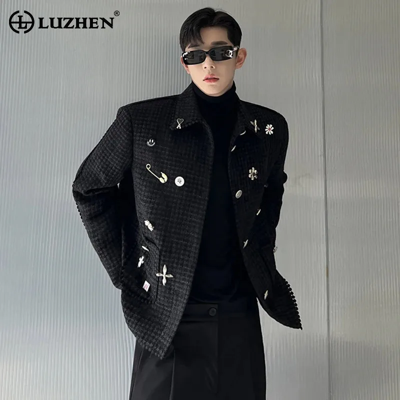 

LUZHEN 2024 Spring Fashion Chest Pin Decorate Jackets Original Trendy Elegant Handsome Men's Korean Reviews Many Clothes LZ2028