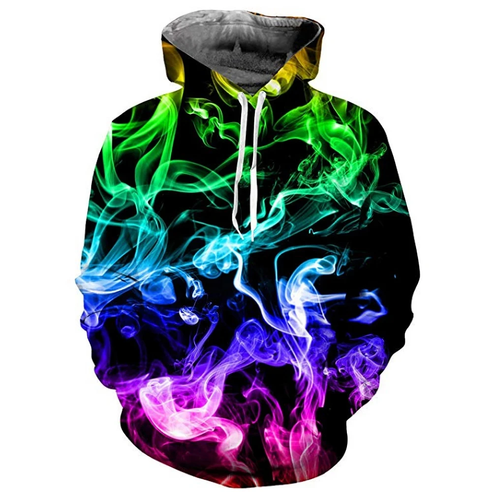 2024 Hot Selling New Colorful Flame Hoodie 3D Sweatshirt Men's and Women's Hooded Loose Spring and Autumn Street Clothing Hoodie