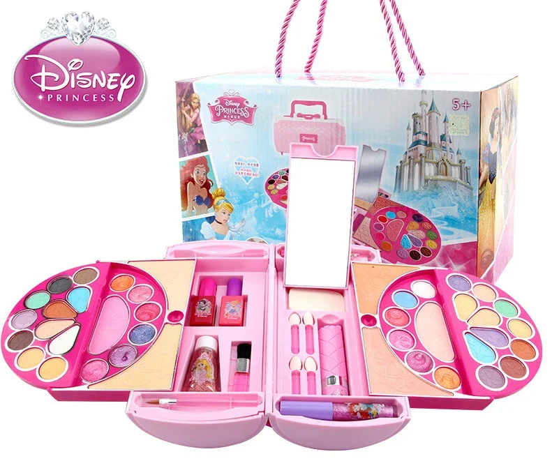 Disney girls Princess frozen Makeup Box Cosmetic Toys handbag snow White Watersoluble Makeup gift toys