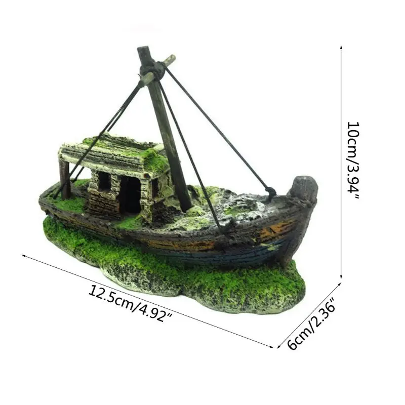 Aquarium Sinking Ship Decorations Sunken Ship Ornaments Eco-Friendly Resin Material Shipwreck Cave Betta Hideout fish tank ornaments,fish tank decorations,aquarium ornaments