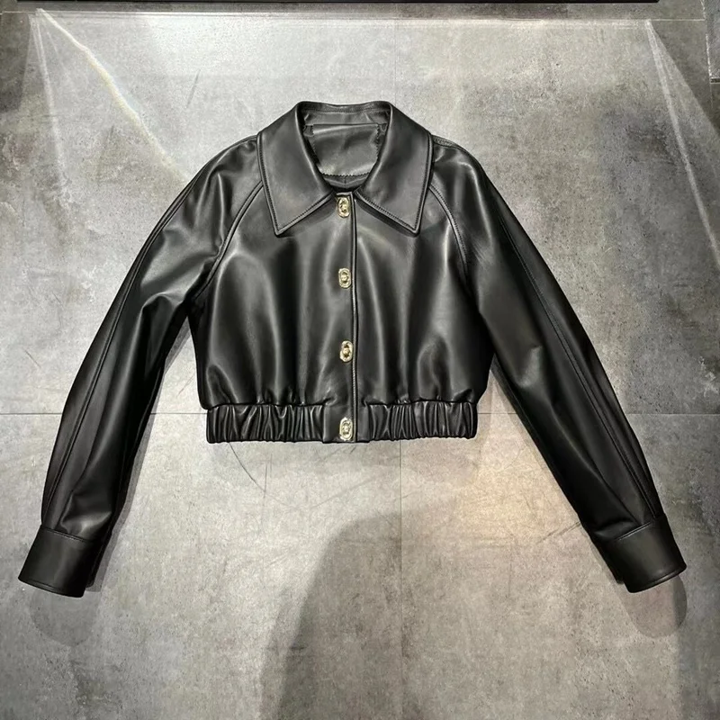 

Leather Women Coat 100% Sheepskin Jacket 2023 Fashion Natural Leather Coat H821