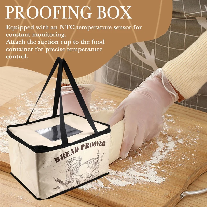 A74P-Bread Proofing Box With Heater For Precise Temperature Fermentation, Folding Zippered Dough Proofer Warming Box