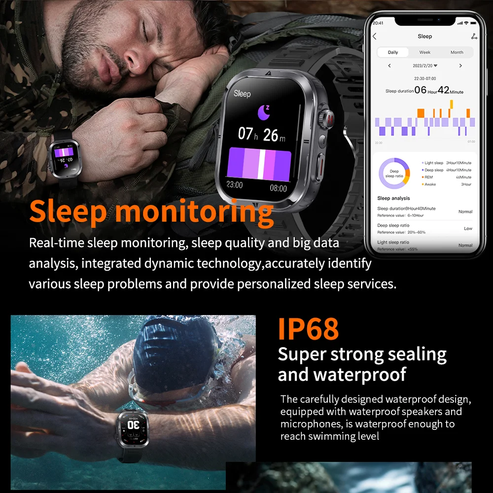 2026 Military T-Rex 3 Smart Watch Fitness Clock Men 360*360 AMOLED Screen 360mAh Battery LedFlashlight wireless call Smartwatchs 3