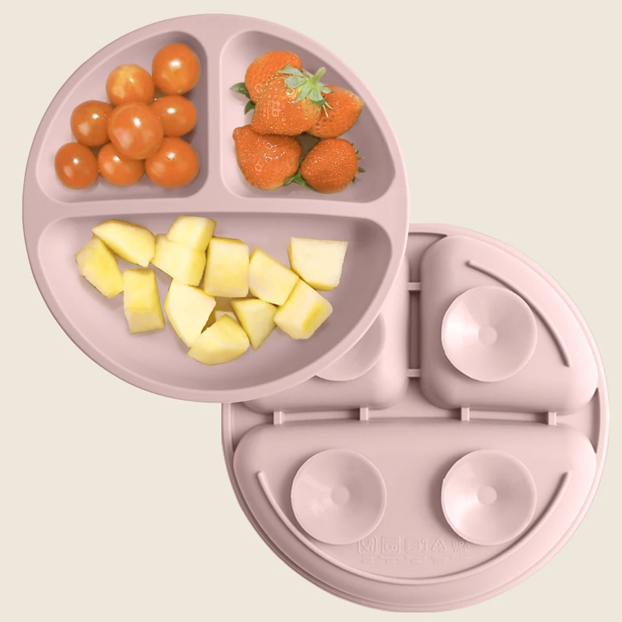 BPA Free Solid Color Dishes Children Dishes Suction Plates Silicone Baby Dining Plate For Toddlers Baby Training Feeding Bowl 3