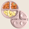 BPA Free Solid Color Dishes Children Dishes Suction Plates Silicone Baby Dining Plate For Toddlers Baby Training Feeding Bowl 3
