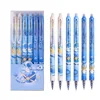 14pcs/set Creative Astronaut Blue Ink Erasable Pens Press-Type Gel Pens 0.5mm Fine Tip Friction Pens Technology Office Supplies 1
