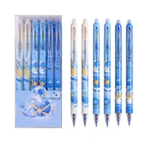 14pcs/set Creative Astronaut Blue Ink Erasable Pens Press-Type Gel Pens 0.5mm Fine Tip Friction Pens Technology Office Supplies 1
