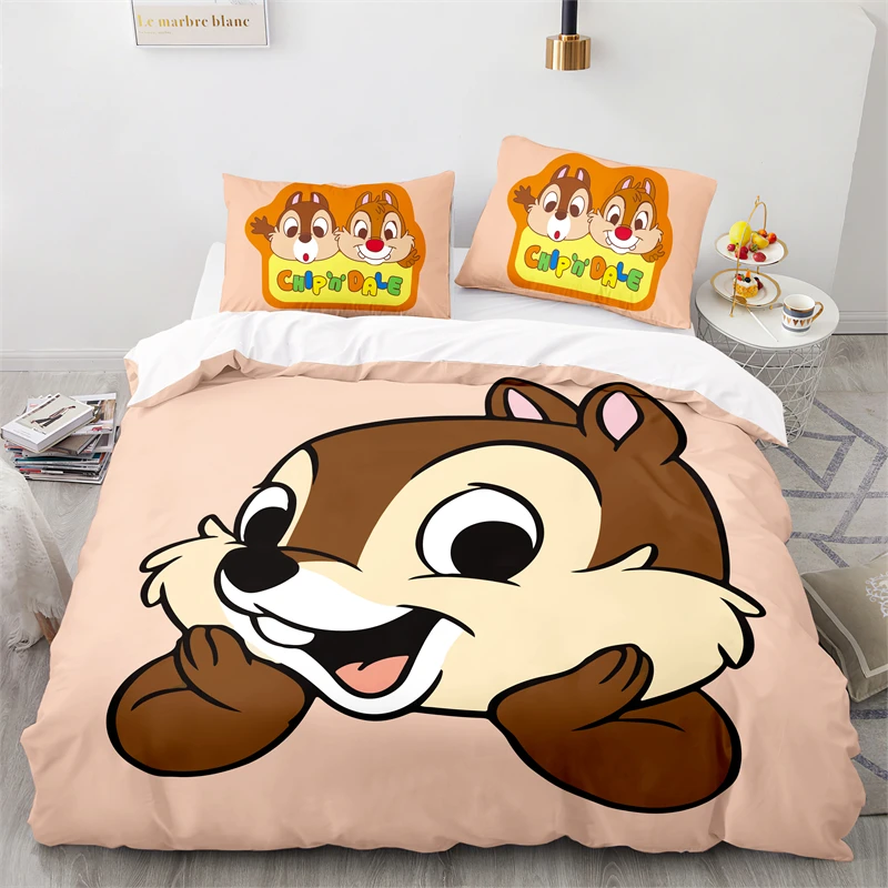 Cute Chip 'n' Dale Character Printed Duvet Cover Set Pillowcase Twin Full Queen King Cartoon 3d Bedding Set Bedclothes Bedding