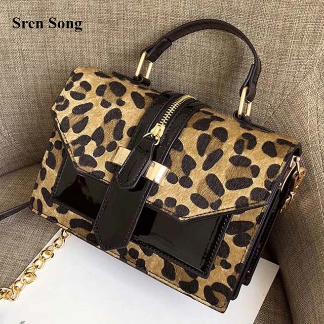 Leopard Crossbody Bags For Women With Zipper Decoration Ladies