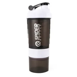 Triple - Layer Protein Shaker Cup with Mixing Technology for Exercise and Hydration (White cover)
