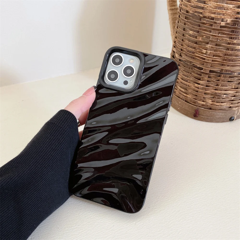 Glossy Solid Color Water Ripple 3D Wave Case